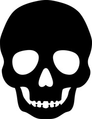 Simple Black Skull Silhouette on White Background for Halloween or Gothic Design Elements and Illustrations