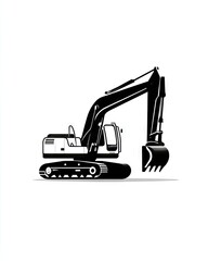 Black and white excavator silhouette (1)