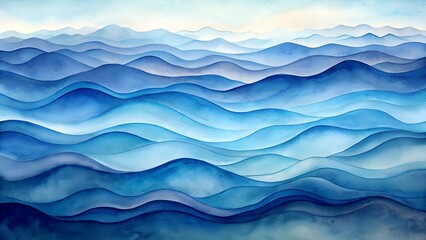 Obraz premium Abstract watercolor waves in shades of blue
