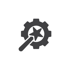 Obraz premium Magic wand gear solid vector icon