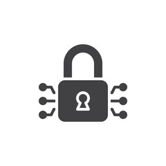 Padlock AI solid vector icon