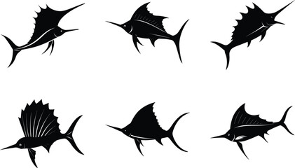 Silhouette Sailfish Vector Set