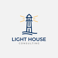 Modern lighthouse logo for consulting, finance and guidance
