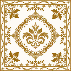 Native thai ethnic geometric pattern samless gold and red on a light gray background. tiles, rugs, carpet
