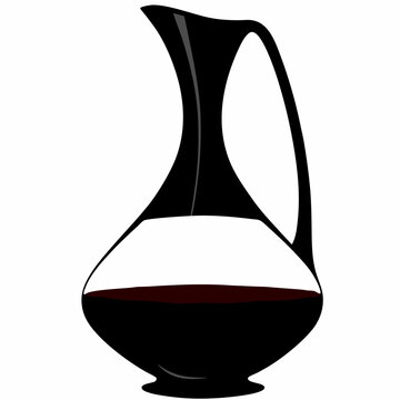 black wine decanter with red wine clip art preview
