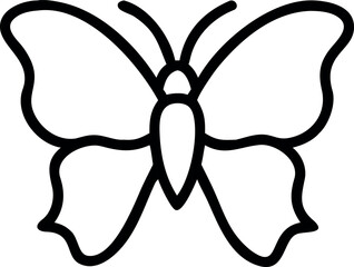Elegant black butterfly silhouette vector icon in outline design for creative projects