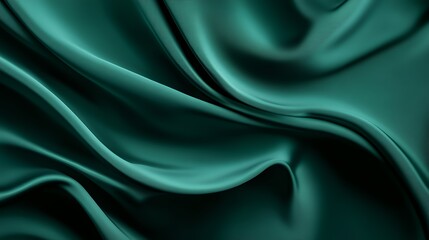 Dark Teal Silk Draped Fabric Abstract Background