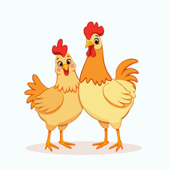 funny couple of cock and hen