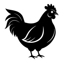 Elegant Black and White Chicken Silhouette Poultry Illustration for Farm Animal Design Projects 
