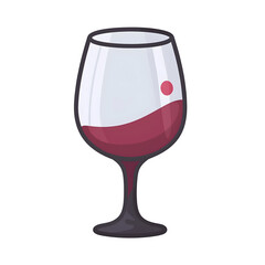 Elegant Red Wine Glass Illustration On White