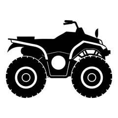 Black and white silhouette of a four wheeler ATV perfect for logos and icons