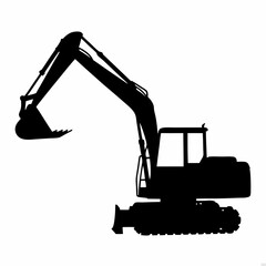 Excavator Silhouette A Powerful Symbol of Construction Demolition and Infrastructure Development with Precision and Strength in Black