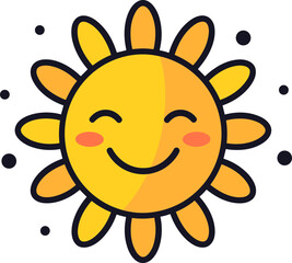 Obraz premium Cheerful Sun Cartoon: A Burst of Happiness and Warmth in Graphic Design