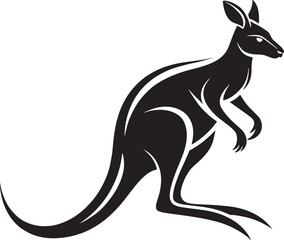 Naklejka premium Black kangaroo silhouette marsupial animal
