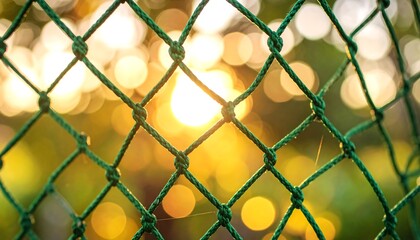 Fototapeta premium Green netting with sunlit bokeh