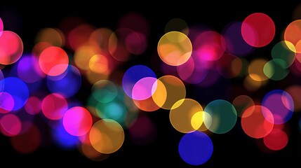Vibrant colorful bokeh lights glowing on soft blurred background for festive celebration, dreamy holiday design, or elegant party atmosphere