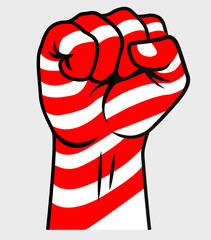 Raised Fist with Indonesian Flag Colors for Independence Day