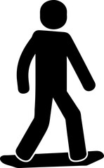Black Silhouette of Person on Skateboard Simple Stick Figure Illustration on White Background Skateboarding