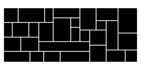 Mosaic template for photo and picture frame with clean layout and collage style. Use for moodboard, background, or album board with organized mood. Great for manga panel or flyer.