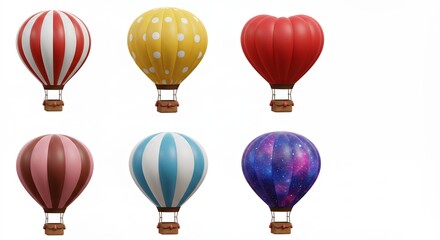 Collection of colorful hot air balloons