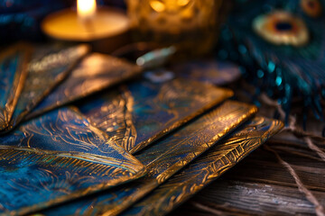 Generative AI mystical tarot cards spread for esoteric divination and spiritual insight