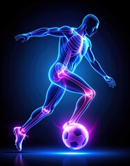 Skeleton Kicking Soccer Ball in Motion CG Render