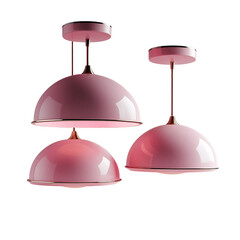 3D render of three pink light fixtures hanging on a transparent background. indoor objects, Generative AI