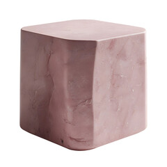 a pink stone stool isolated on a pure white background, cutout object with clean edges. Generative AI
