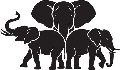 "Majestic Elephant Silhouettes"
"Four Elephants in Motion"
"Graceful Giants in Black and White"
