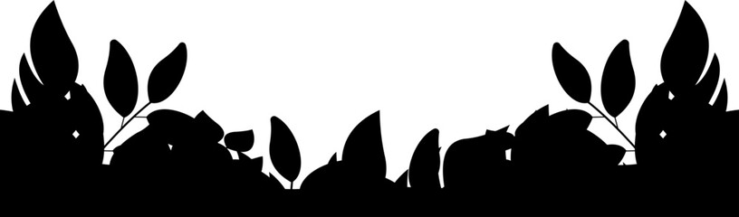 Tropical Leaves Border Silhouette
