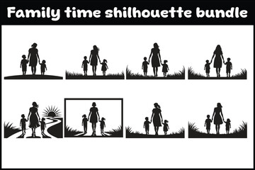 Heartwarming Family Walk Silhouette Bundle