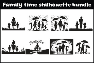 Heartwarming Family Walk Silhouette Bundle