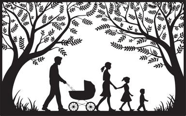 Heartwarming Family Walk Silhouette Bundle
