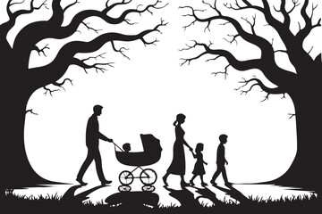 Heartwarming Family Walk Silhouette Bundle