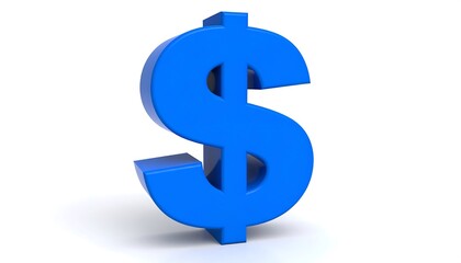 Obraz premium 3D render of a vibrant blue dollar sign