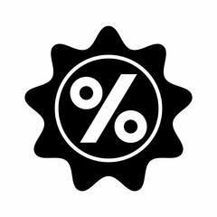 Discount Banner Black and White Percentage Symbol