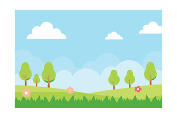 Obraz premium Seamless Cartoon Background With Spring Landscape