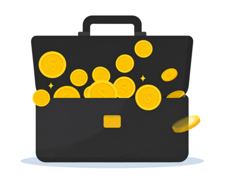 Briefcase with Dollar Coins – Business Success Icon 