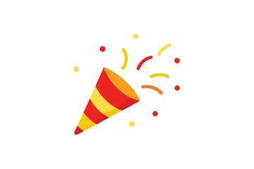 Party Popper Bursting With Red And Yellow Confetti