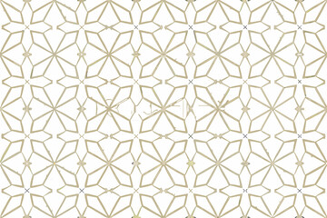 Geometric floral pattern with light beige lines on a white background for wallpaper or textile design