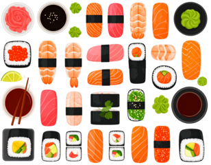 Japanese Sushi Set – Minimalist Flat Style 