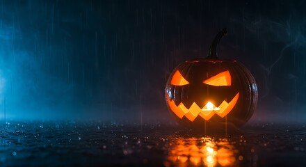 Spooky Night: Jack-o'-lantern in the Rain