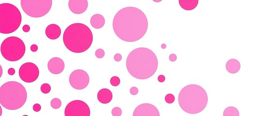 Abstract pink & purple polka dots on white background, varying sizes and shapes,  room,  paper