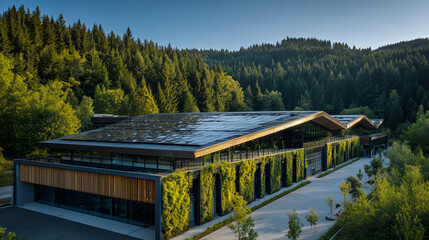 Concept of eco-friendly architecture and green technology in harmony with nature.