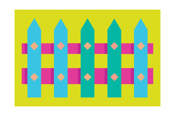 Graphic Fence Pattern With Bold Outlines And Bright Colors