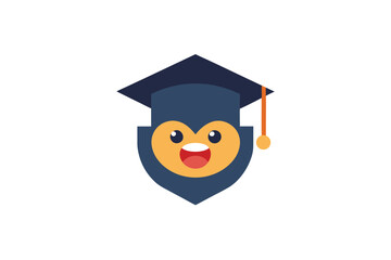 Graduation Cap With Face And Diploma Joyful