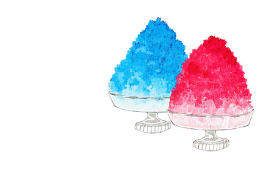 かき氷　水彩　透過素材