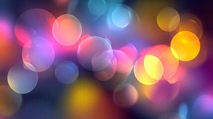 Obraz premium Vibrant colorful bokeh lights background with blurred glowing circle shapes for festive celebration and holiday design vector illustration