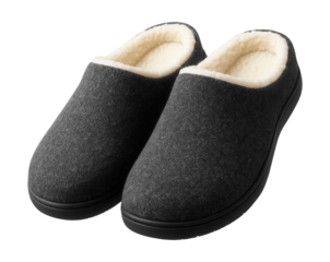 Textile slippers with a cozy fleece lining, perfect for keeping feet warm during winter nights at home.