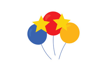 Cluster Of Glossy Star Balloons In Red Yellow